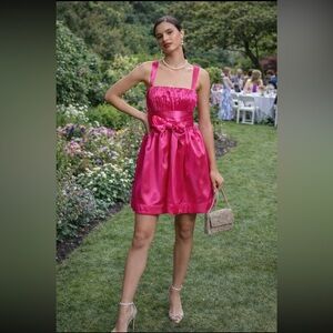 Anthropologie NWT Maeve Bow-Tie Satin Mini Dress Size 4.